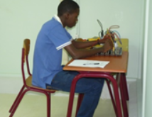 Student working at desk