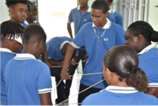 Students collaborating in group exercise